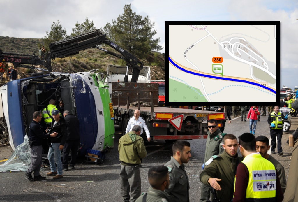 המשטרה משחזרת את תאונת האוטובוס הקשה זירת התאונה
