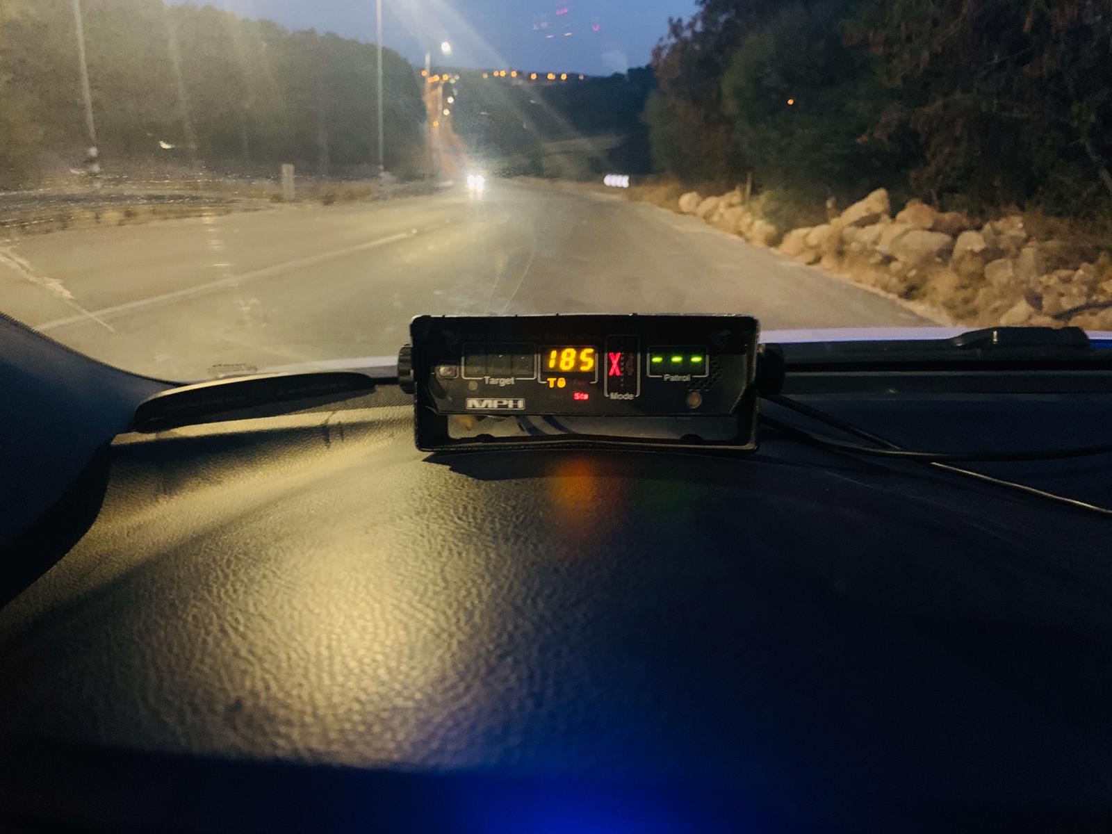 נתפס נהג שנסע על 185 קמ"ש מכמונת המהירות של המשטרה